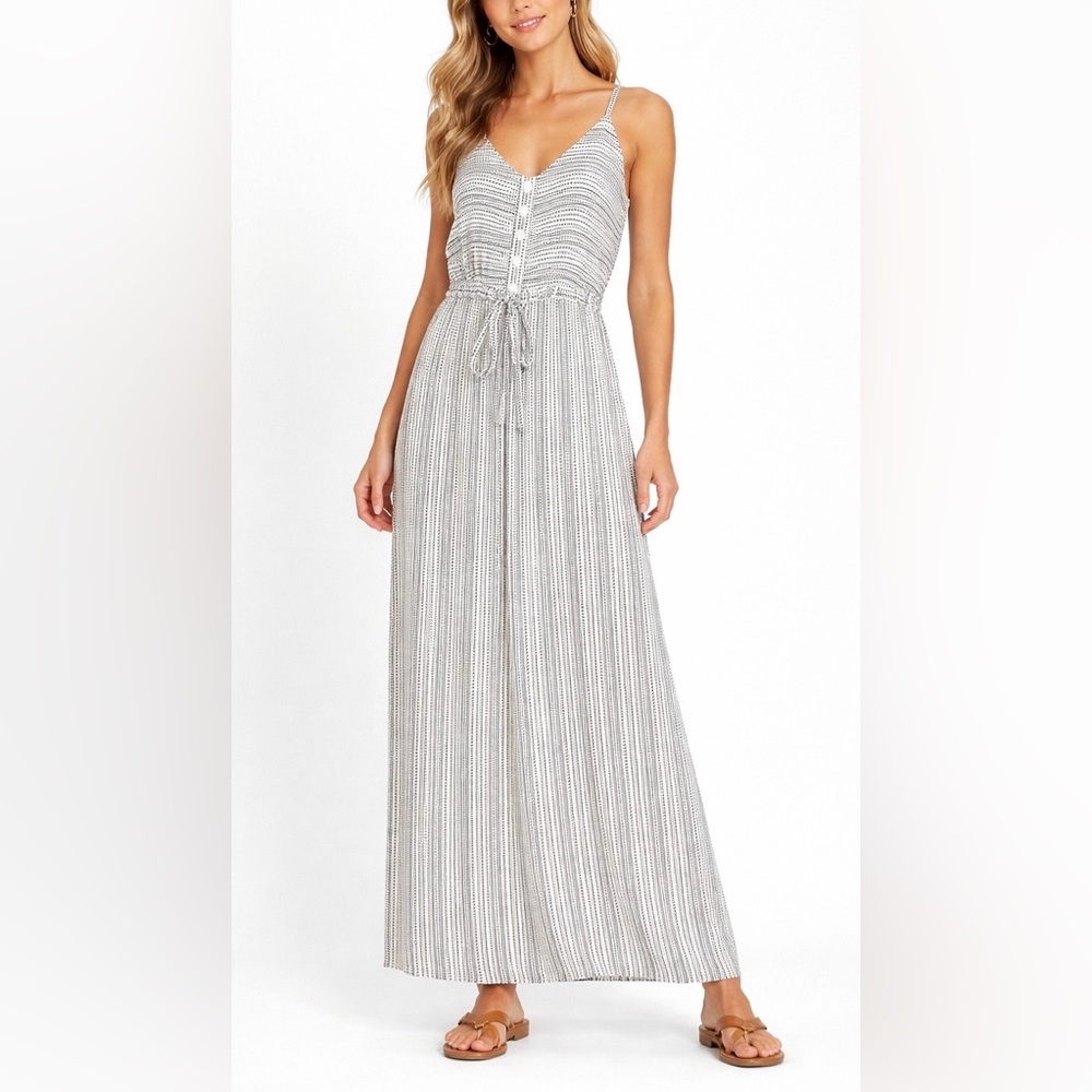 MELLODAY Empire Waist Geometric Maxi Tank Dress Women Size Small Black and White